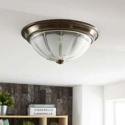 Lindby LED-kattovalaisin Henja, antiikkimessinki, Ø 32 cm, himmennettävä