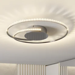 Lindby LED-kattovalaisin Joline, Ø 45 cm, kristalleja, metallia