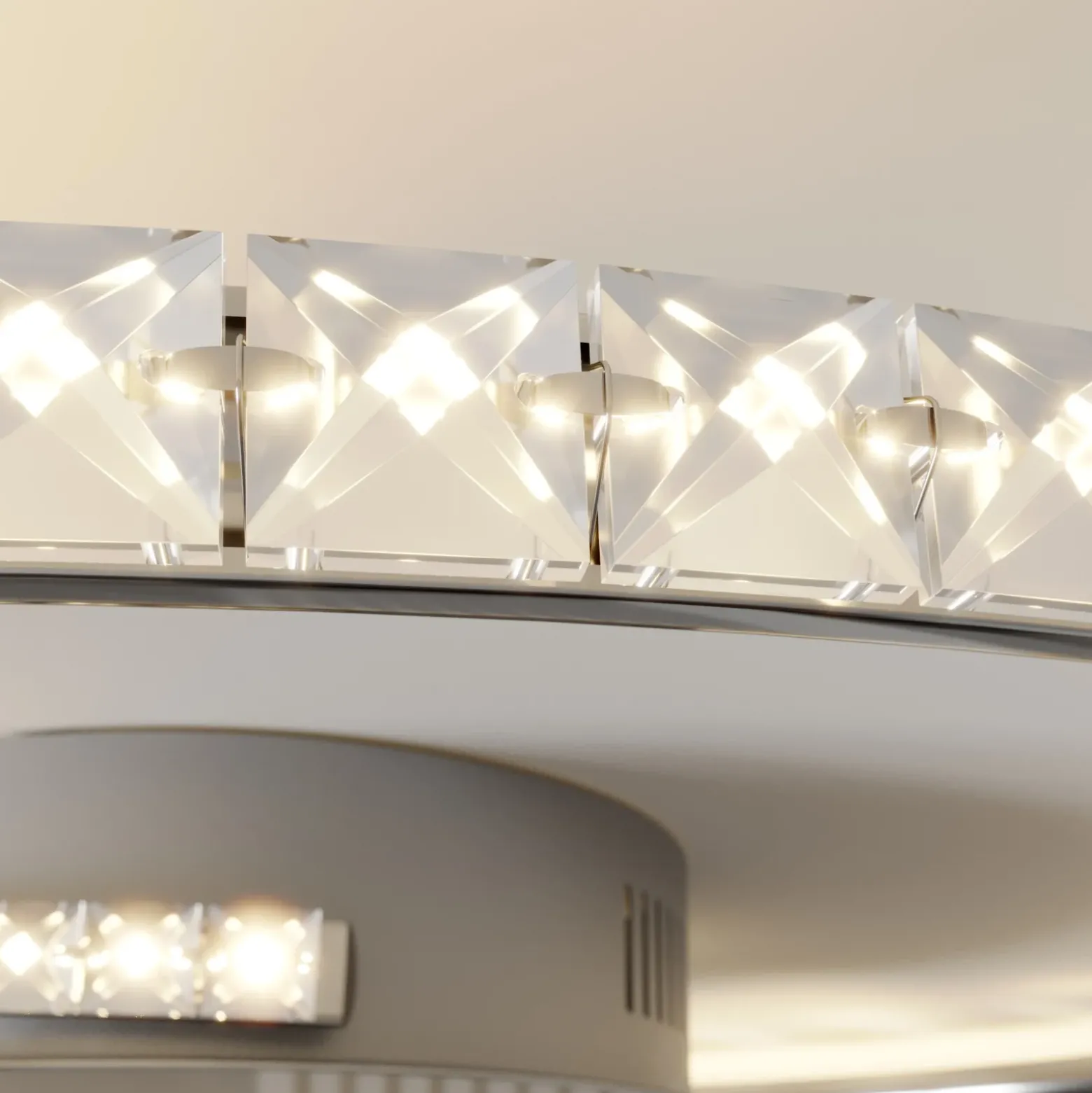 Lindby LED-kattovalaisin Joline, Ø 45 cm, kristalleja, metallia