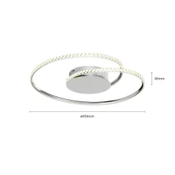 Lindby LED-kattovalaisin Joline, Ø 45 cm, kristalleja, metallia