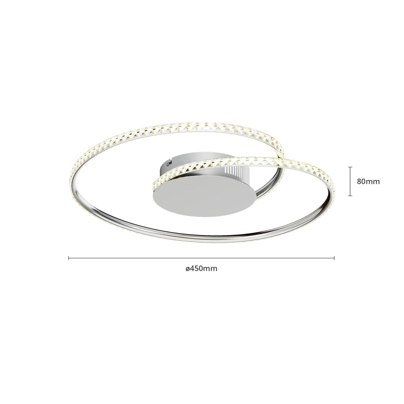 Lindby LED-kattovalaisin Joline, Ø 45 cm, kristalleja, metallia