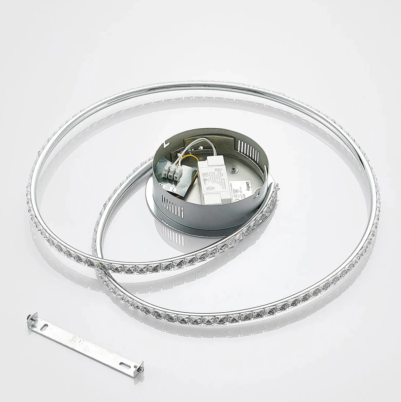 Lindby LED-kattovalaisin Joline, Ø 45 cm, kristalleja, metallia