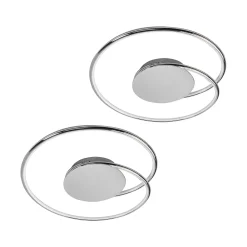 Lindby LED-kattovalaisin Joline, 2 kpl, Ø 46 cm, krominvärinen