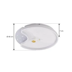 Lindby LED-kattovalaisin Kosmo, 40 cm, valkoinen, metalli, kuu