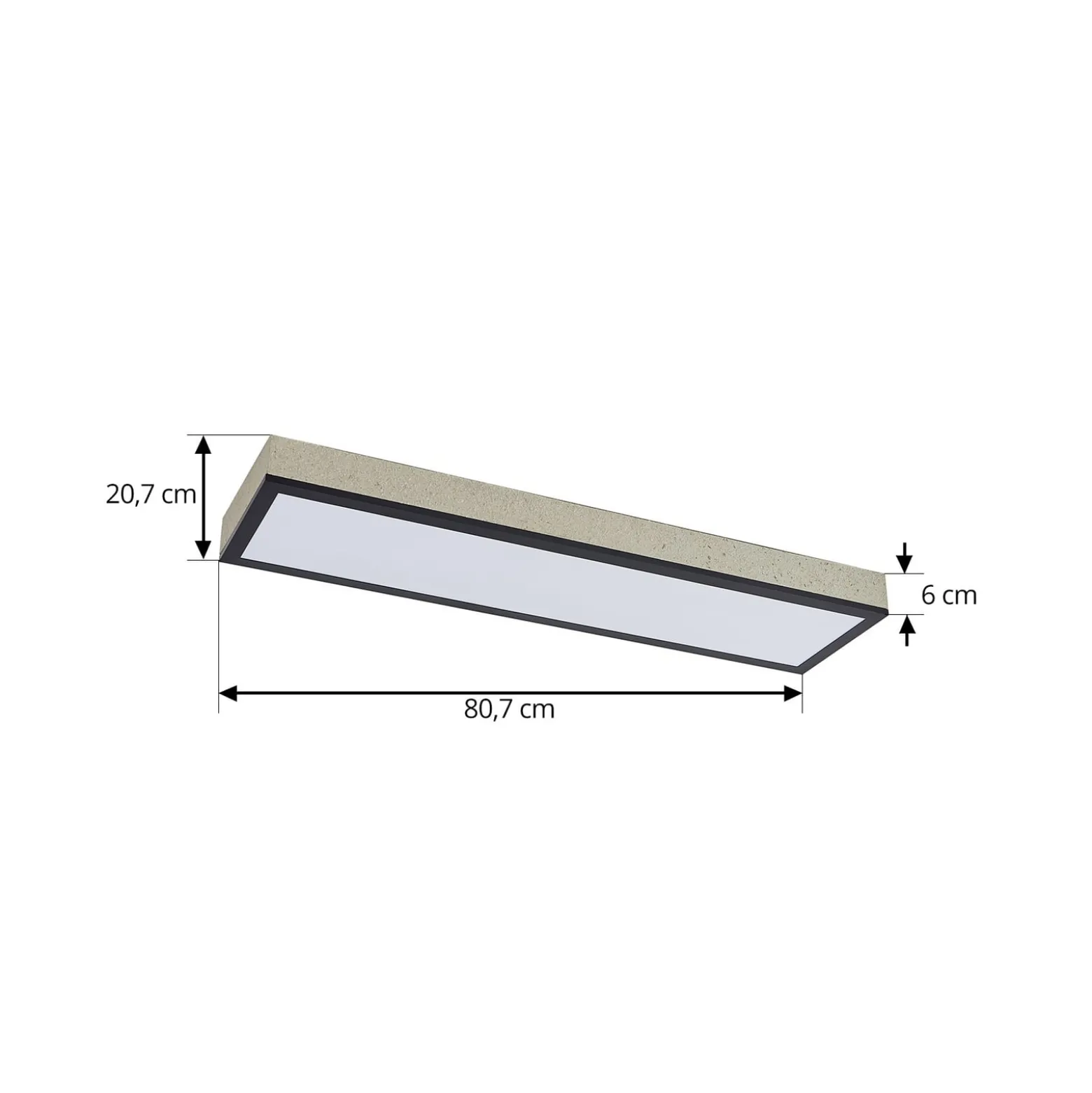 Lindby LED-kattovalaisin Laviona, CCT, himmennettävä, betoni, 80 cm