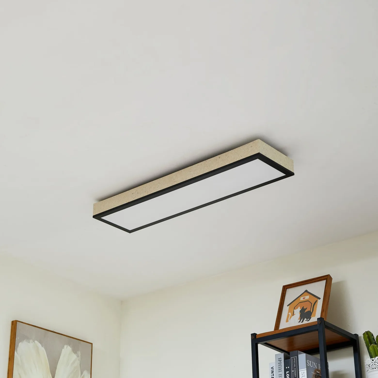 Lindby LED-kattovalaisin Laviona, CCT, himmennettävä, betoni, 80 cm