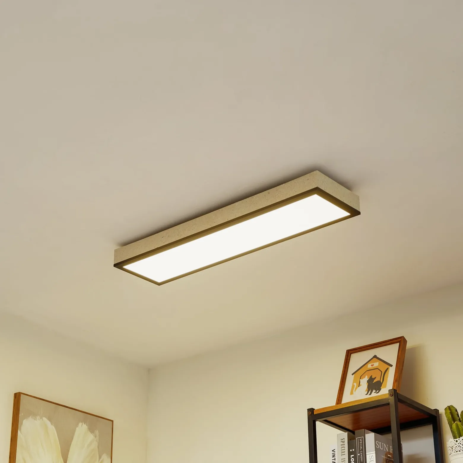 Lindby LED-kattovalaisin Laviona, CCT, himmennettävä, betoni, 80 cm