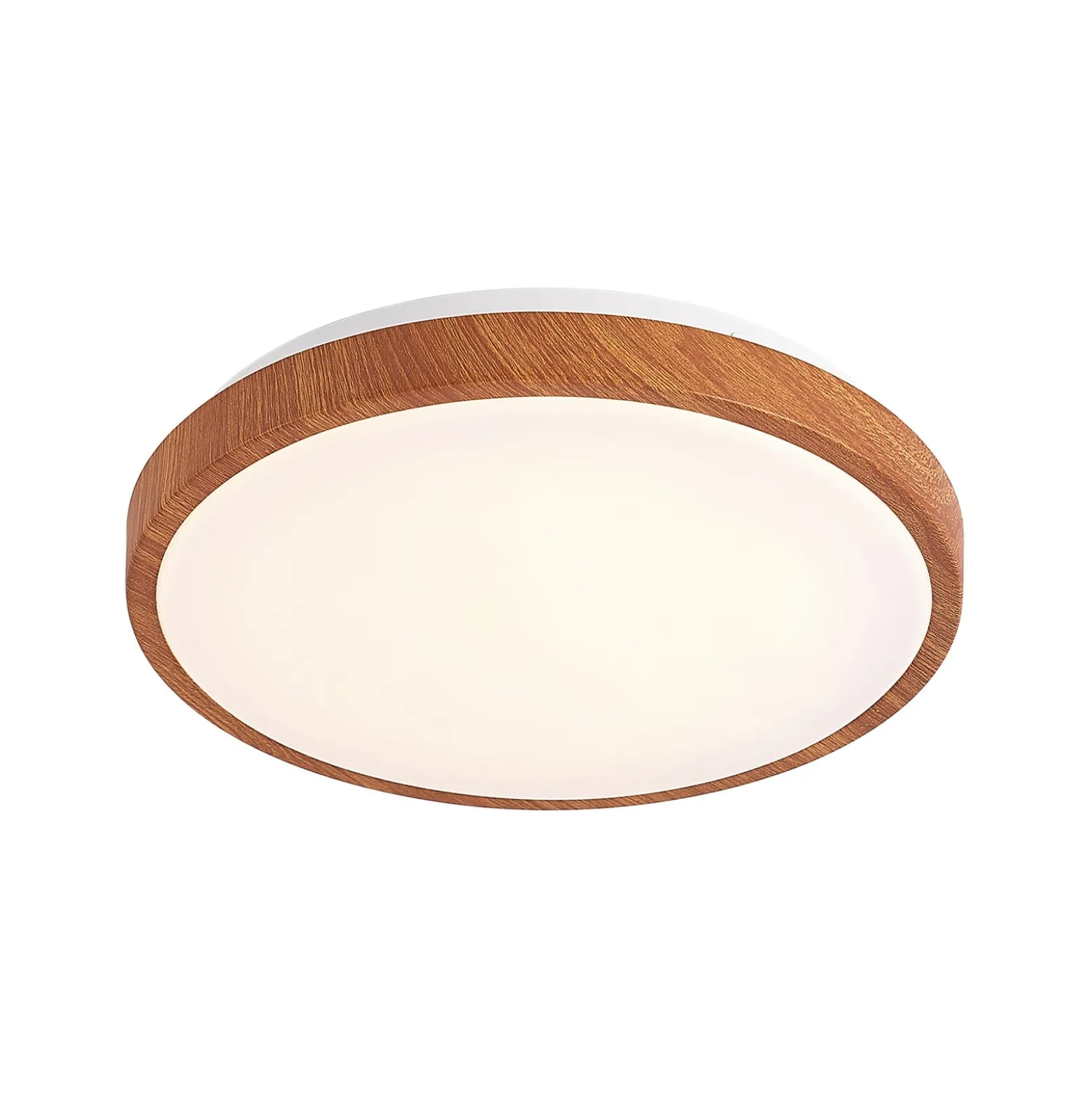 Lindby LED-kattovalaisin Mynte, Ø30cm, puun näköinen, muovi