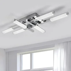 Lindby LED-kattovalaisin Patrik, 62 cm, 6 valoa, kromi, IP44