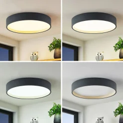 Lindby LED-kattovalaisin Todor, 50 cm, antrasiitti, CCT, puu
