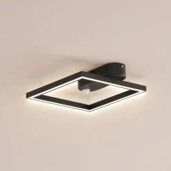 Lindby LED-kattovalaisin Yulla, 34 cm, musta, anturi