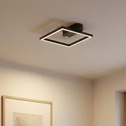 Lindby LED-kattovalaisin Yulla, 34 cm, musta, anturi