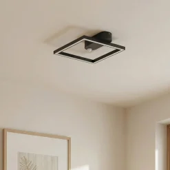 Lindby LED-kattovalaisin Yulla, 34 cm, musta, anturi