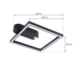 Lindby LED-kattovalaisin Yulla, 34 cm, musta, anturi