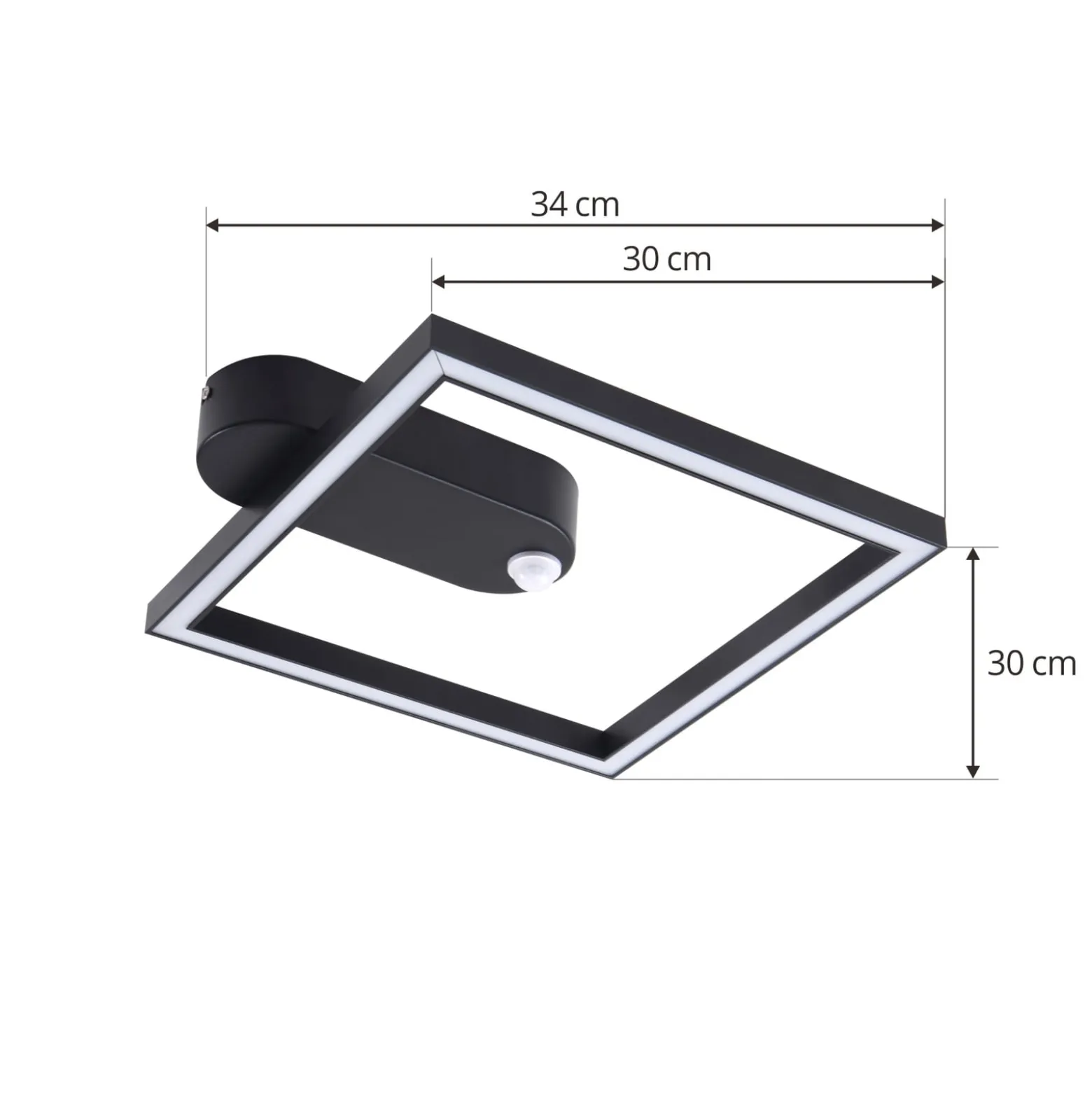 Lindby LED-kattovalaisin Yulla, 34 cm, musta, anturi