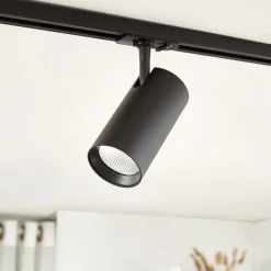 Lindby LED-kiskospotti Linaro, musta, Ø 7 cm, alumiini, CCT