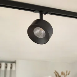 Lindby LED-kiskospotti Linaro, musta, Ø 9,5 cm, 3 000 K