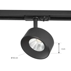 Lindby LED-kiskospotti Linaro, musta, Ø 9,5 cm, 3 000 K