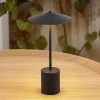 Lindby LED-ladattava pöytävalaisin Ayva, musta, alumiini, IP44