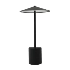Lindby LED-ladattava pöytävalaisin Ayva, musta, alumiini, IP44