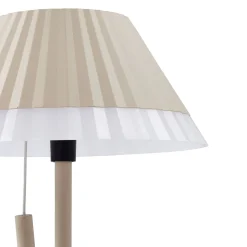Lindby LED-ladattava pöytävalaisin Ilvi, beige, alumiini, Ø 17,5 cm