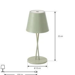 Lindby LED-ladattava pöytävalaisin Janea CROSS, vihreä, metallia