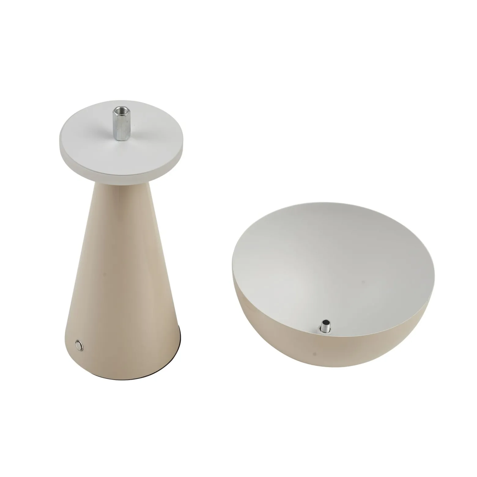 Lindby LED-ladattava pöytävalaisin Nevijo, beige, Ø20cm, USB, himmennin