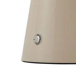 Lindby LED-ladattava pöytävalaisin Nevijo, beige, Ø20cm, USB, himmennin