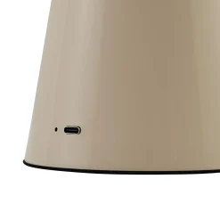 Lindby LED-ladattava pöytävalaisin Nevijo, beige, Ø20cm, USB, himmennin