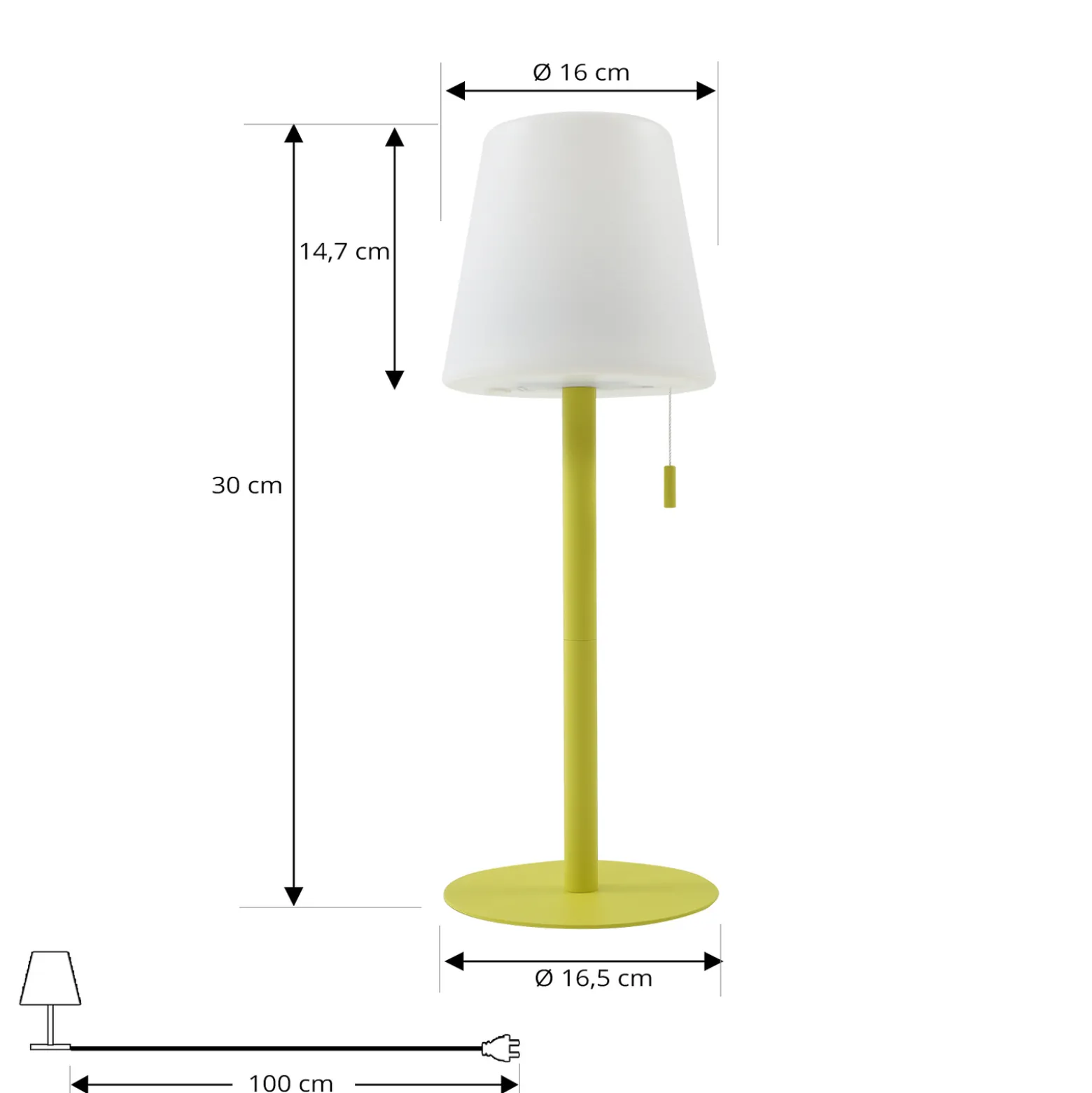 Lindby LED-ladattava valaisin Azalea keltainen alumiini CCT