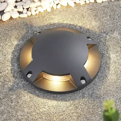 Lindby LED-lattiapistevalaisin Cormac, 4-valo, Ø 21 cm, IP67