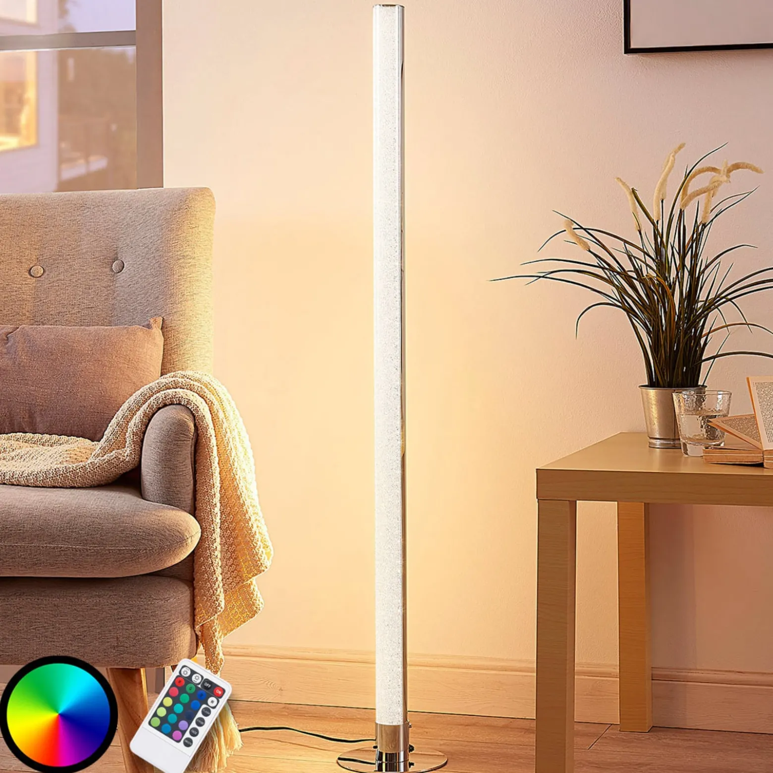 Lindby LED-lattiavalo Hadis, RGB, kaukosäädin, valkoinen, 120 cm