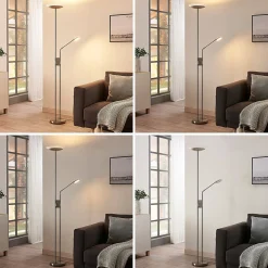 Lindby LED-lattiavalo Jonne, pyöreä, lukuvarsi, himmennettävä, 180 cm