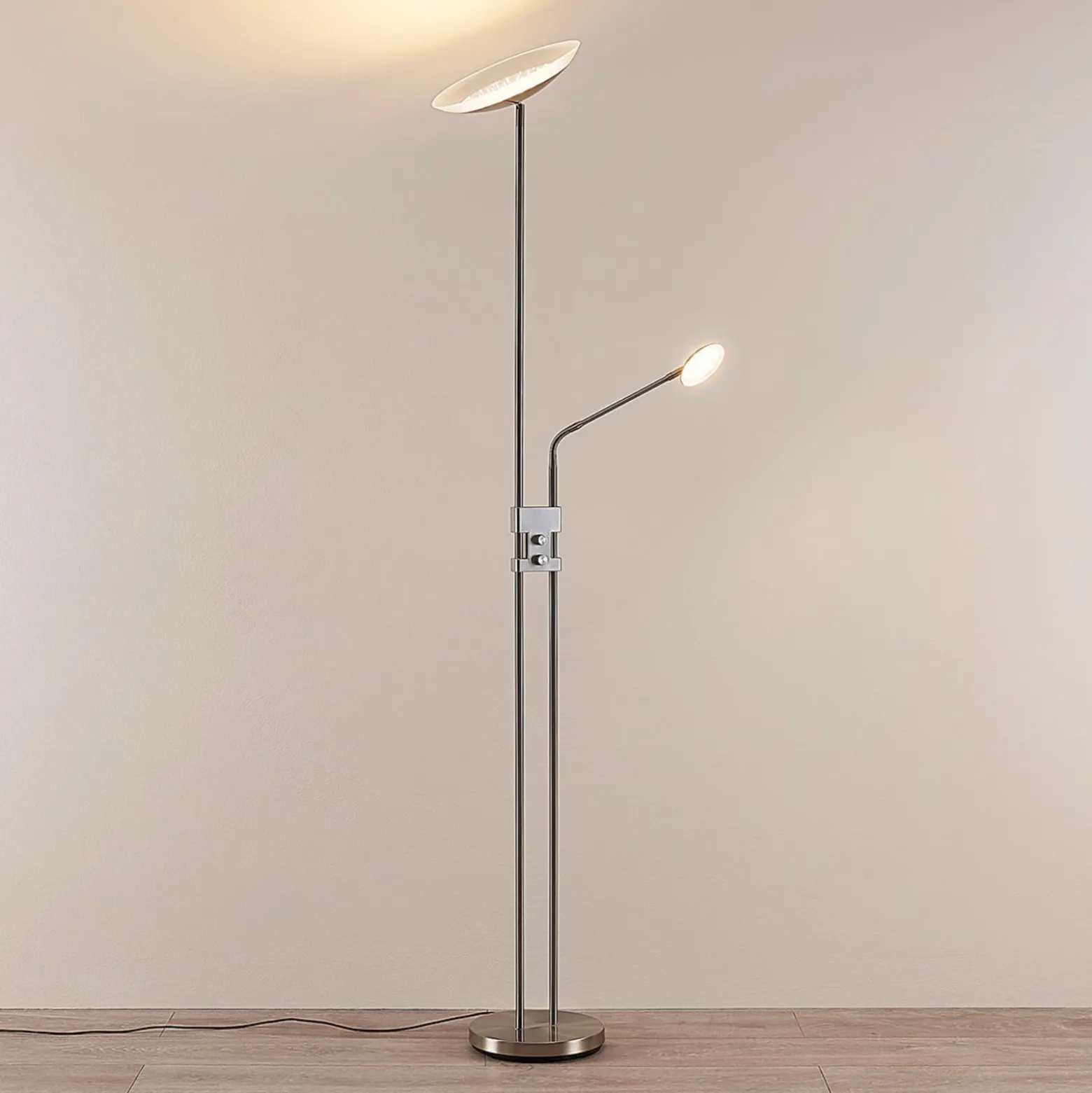 Lindby LED-lattiavalo Jonne, pyöreä, lukuvarsi, himmennettävä, 180 cm