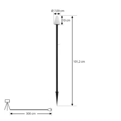 Lindby LED-maapiikkivalaisin Selinda, musta, korkeus 100 cm