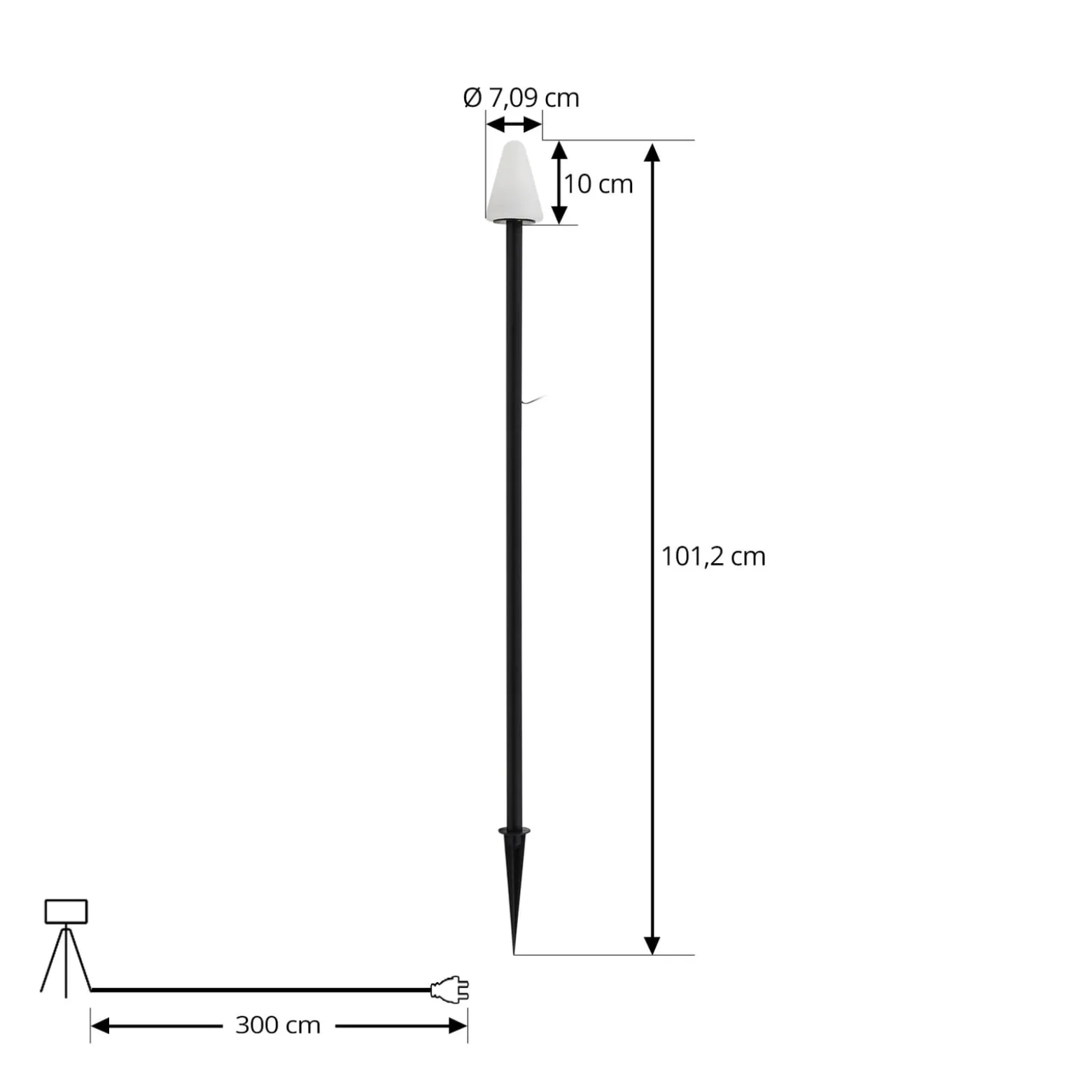 Lindby LED-maapiikkivalaisin Selinda, musta, korkeus 100 cm