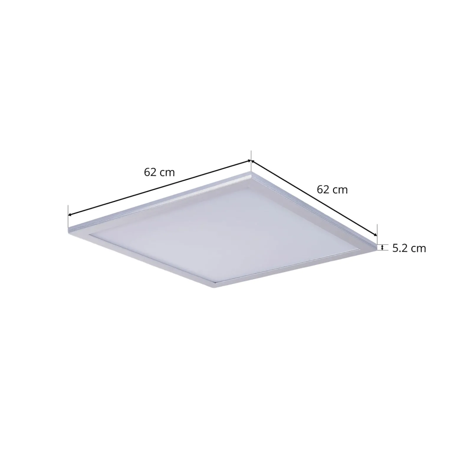 Lindby LED-paneeli Livel, 4000K, 62 cm x 62 cm, hopea, metallia
