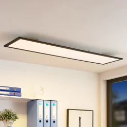 Lindby LED-paneeli Nelios, 120 x 30 cm, CCT, musta, metallia