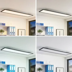 Lindby LED-paneeli Nelios, 120 x 30 cm, CCT, musta, metallia