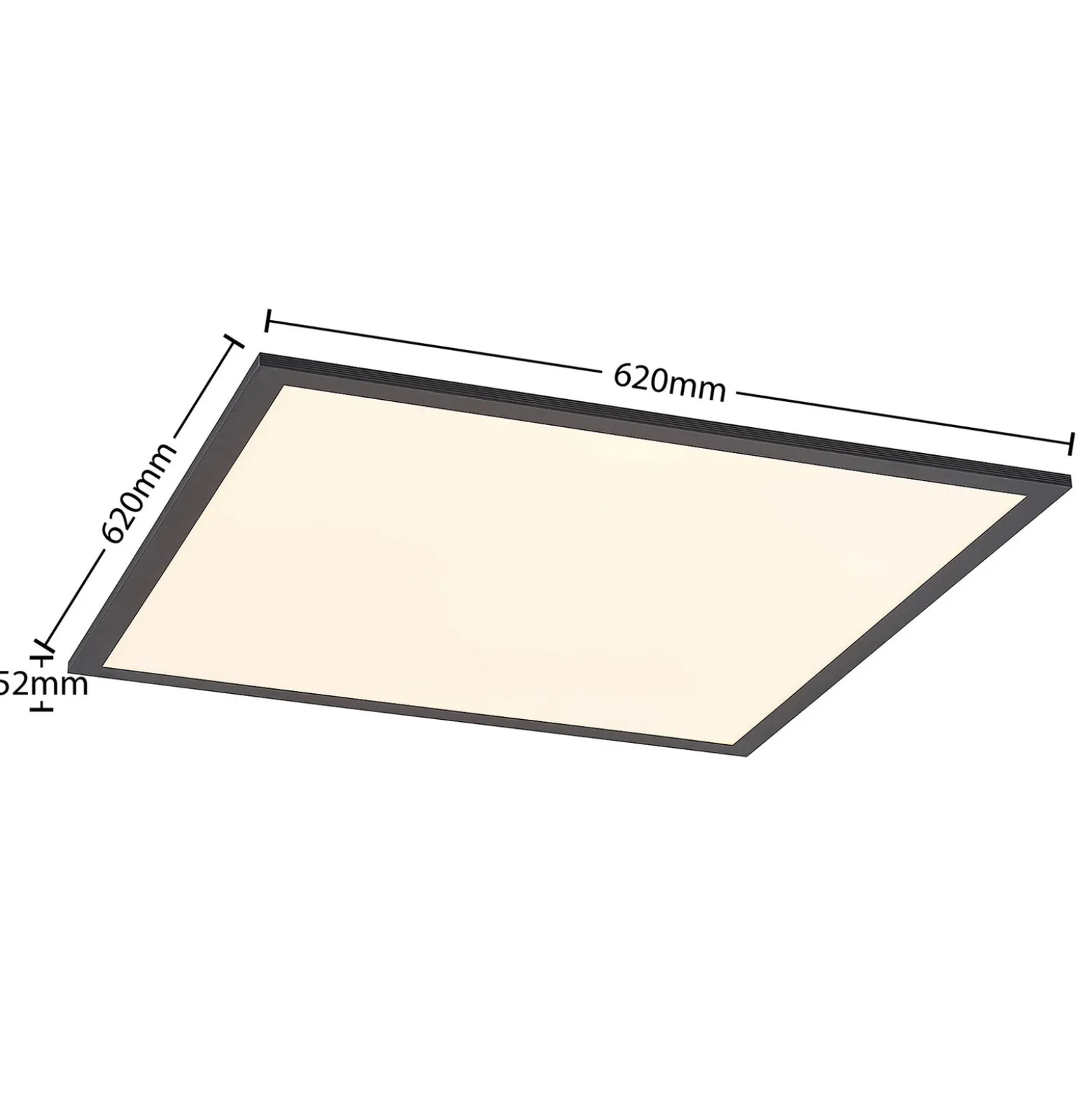 Lindby LED-paneeli Nelios, 62 x 62 cm, CCT, musta, metallia