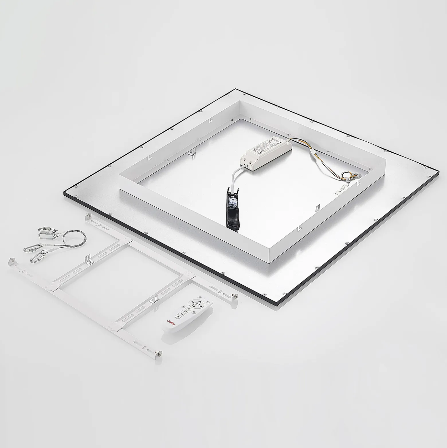 Lindby LED-paneeli Nelios, 62 x 62 cm, CCT, musta, metallia