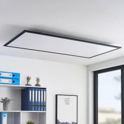 Lindby LED-paneeli Nelios, 120 x 60 cm, CCT, musta, metallia
