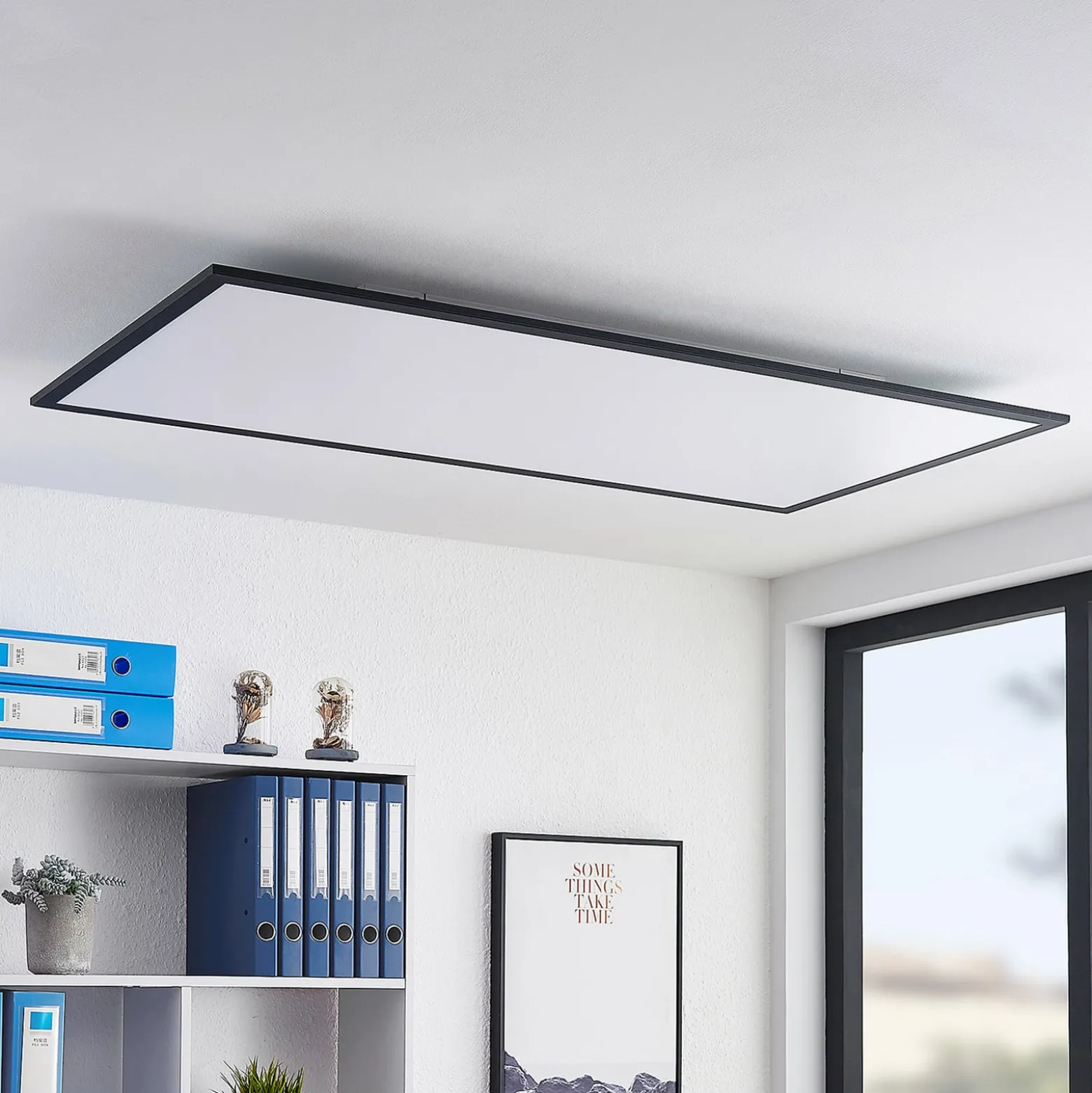 Lindby LED-paneeli Nelios, 120 x 60 cm, CCT, musta, metallia
