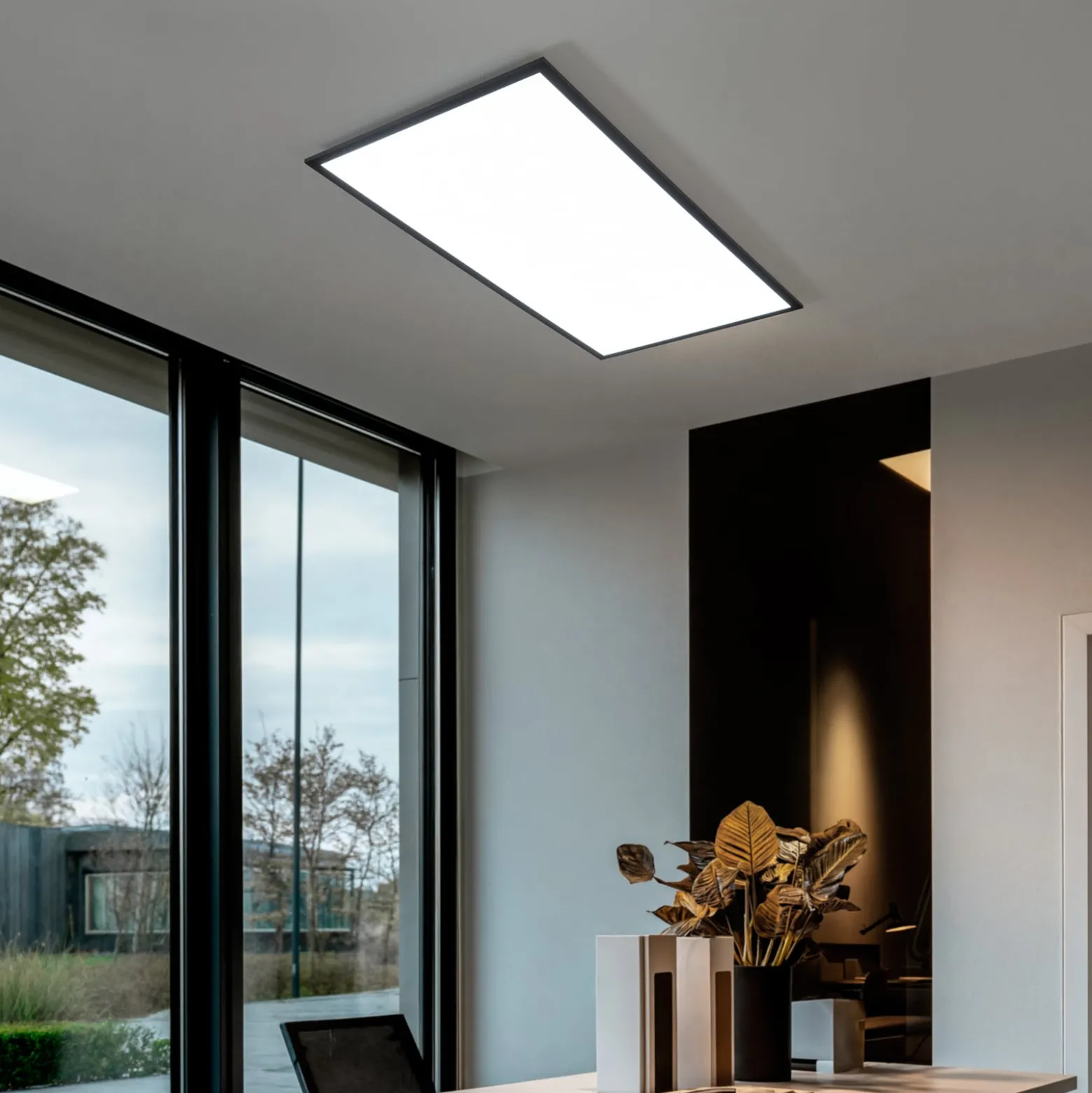 Lindby LED-paneeli Nelios, 120 x 60 cm, CCT, musta, metallia