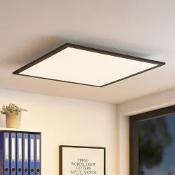 Lindby LED-paneeli Nelios, 62 x 62 cm, 4 000K, musta, metallia