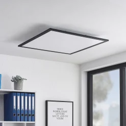 Lindby LED-paneeli Nelios, 62 x 62 cm, 4 000K, musta, metallia