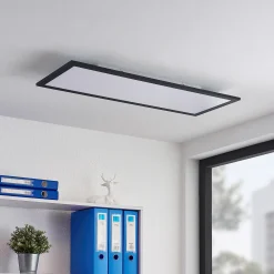 Lindby LED-paneeli Nelios, 80 x 30 cm, 4 000K, musta, metallia