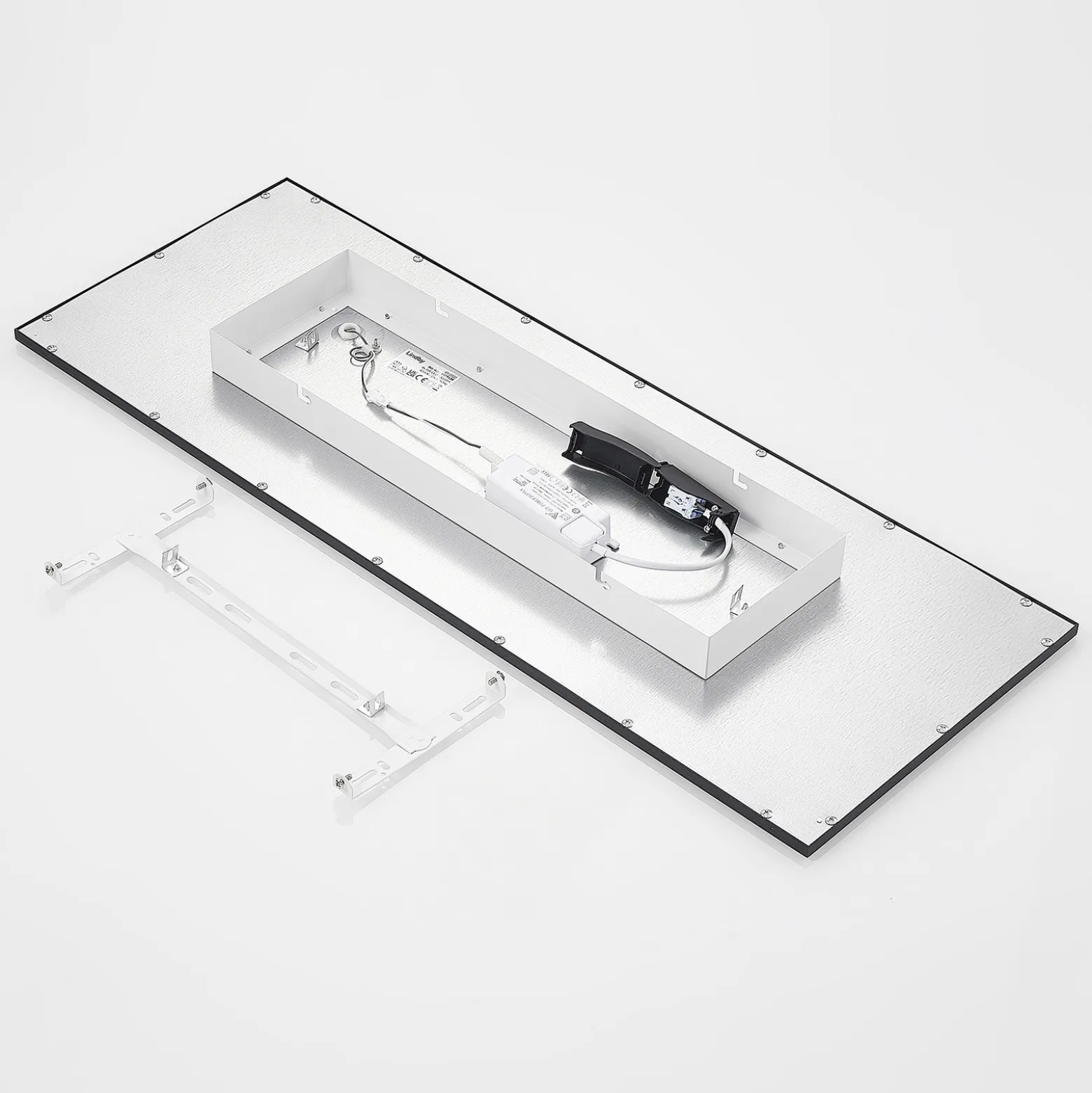 Lindby LED-paneeli Nelios, 80 x 30 cm, 4 000K, musta, metallia