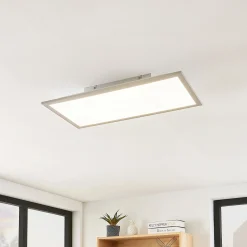 Lindby LED-paneeli Stenley, 4 000 K, 60 cm x 30 cm, hopea/valkoinen