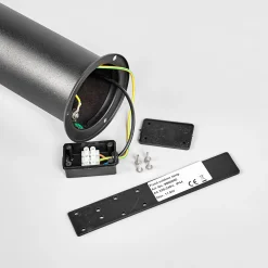 Lindby LED-pylväsvalaisin Lanea, 60 cm, musta, anturi, IP44